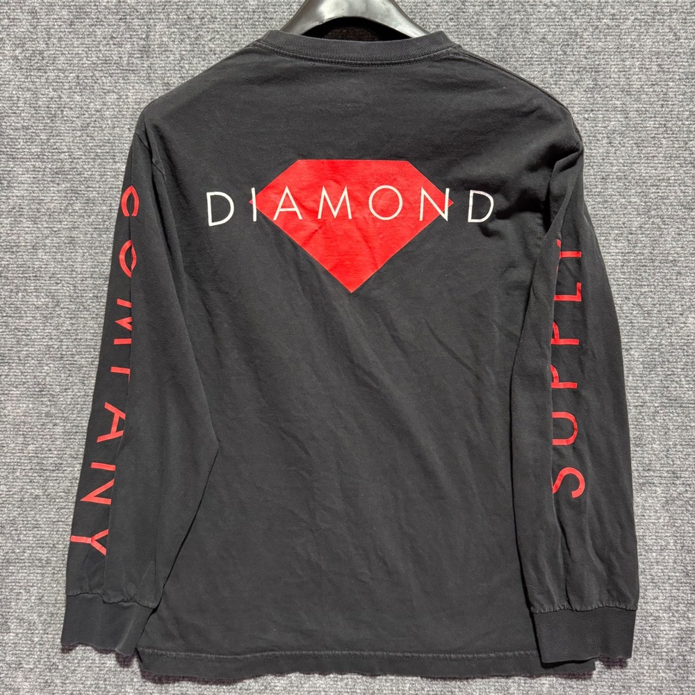 Vintage Diamond Supply‎ Co. Mens Long Sleeve T-Shirt Graphic Black Red Skate USA - Picture 3 of 8